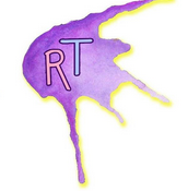 A paint splash sprinkled with glitter. Reads "RT"